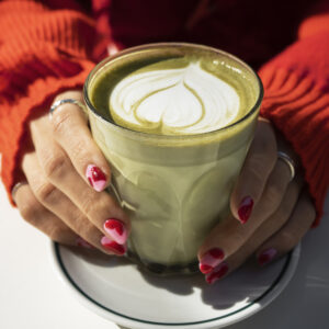 Pistáciové matcha latte